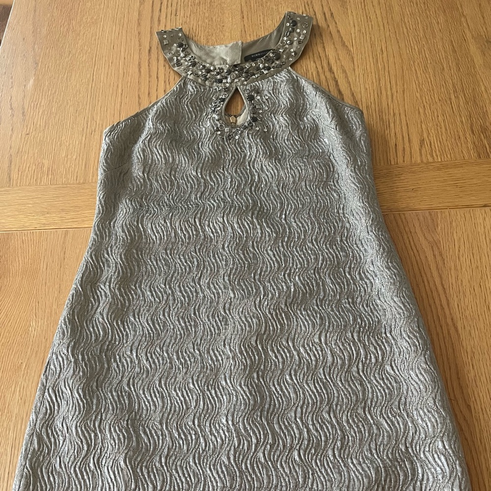 BCBG Max Azaria  Women party Silver/taupe Halterneck Top/mini dress